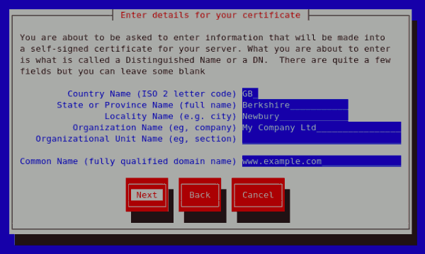 Generating a self signed certificate for your server